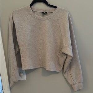 Express Cream Cropped Sweatshirt with Crew Neck